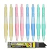 Lopenle 12 Pack Mechanical Pencils with Grip Trainer, Automatic 2.0mm 2B Lead, Push Button with Built-in Sharpener (4 Assorted Colors) + 10 Extra Refill Leads - Ergonomic Writing Aid for Beginners