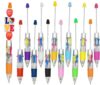 Lopenle 12 Pcs DIY Multicolor Beadable Pens Plastic Colored Bead Kit Pens Beaded 4 in1 Ballpoint Pens for School Office Home（Multicolor）