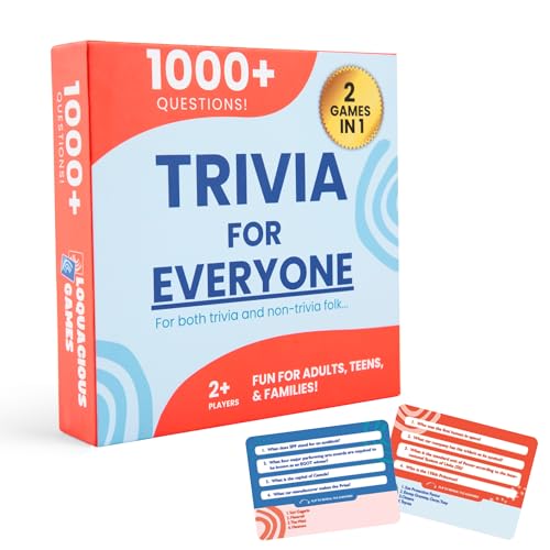 Loquacious Games Trivia for Everyone — 1000+ Questions for Adults, Teens, and Families — Fun Board Game for Party & Game Nights — Card Game for People in Pursuit of Fun — Two Difficulty Levels
