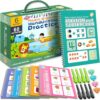 Loshuer Magic Grooved Writing Practice Book for Kids Ages 3-8, Reusable 3D Groove Handwriting Book, Large Preschool Writing Workbook with Disappearing Ink, Toddlers Boys Girls