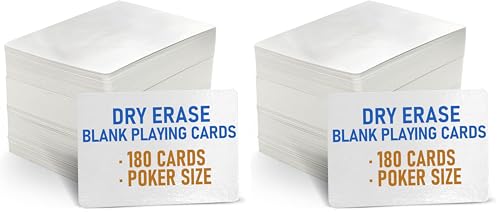 LotFancy Blank Playing Cards, 180PCS, Dry Erase, Reusable Flash Cards to Write on, DIY Vocabulary Study Learning Game Message Gift Card, Glossy Finish, Poker Size (Pack of 2)