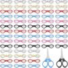 Lothee 100 Pcs Mini Folding Scissors Small Travel Foldable Scissors Stainless Steel Portable Cutter Anti Rust Bulk Multipurpose Glasses Shaped Cutter for Craft Sewing Nurse School Office