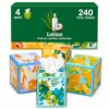 Lotion Facial Tissues with Coconut Oil, 4 Cube Boxes, 60 Tissues Per Box, 3-Ply Facial Tissue for Home, Office, Bedroom, Bathroom and Everyday Use