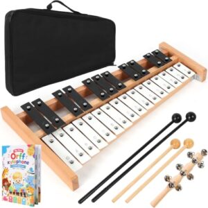 lotmusic 27 note xylphone with music songbook wthite and black