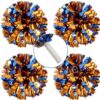 Lovecheer 4PCS Orange and Blue Pom Poms Cheerleading for Sports Team Spirits Football Basketball Games Dance Party Pom Poms Cheer