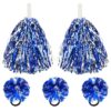 Lovecheer 5PCS Blue and Silver Pom Poms Cheerleading and Pompoms Hair Rope Cheerleader Costume for Basketball Football Sports Team Spirits New Year Birthday Dance Performance