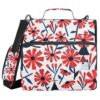 Lovely Floral Red White 3 Rings 1.5 inch School Zipper Binder with Shoulder Strap Multiple Pockets Document Organizer Bag for Office School
