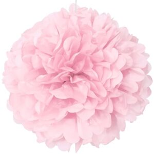 Lovely Pink Solid Hanging Tissue Pom Poms,16", Elegant & Versatile Decor - Perfect for Weddings, Baby Showers, Parties & Events