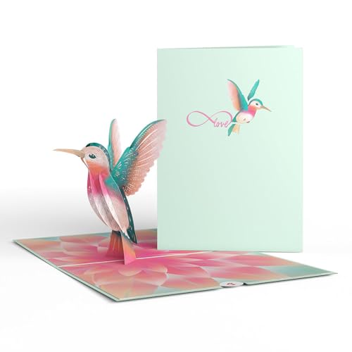 Lovepop Everyday Pop-Up Card for Her, Him, Girls, Boys - 3D Love Greeting Cards - Lovely Hummingbird - 5" x 7" - Blank Note Card & Envelope Included