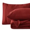 Love's cabin Fleece Queen Sheet Set - 4 Pcs Red Winter Soft Plush Polar Fleece Bed Sheets Set with 16" Deep Pocket,Cozy Warmth for Cold Season(1 Flat Sheet,1 Fitted Sheet,2 Pillow Cases)