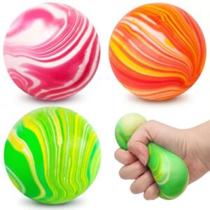 LovesTown Stress Ball, 2.5" Squeeze Ball Assorted Colors Dough Fidget Toy 3 Colors for Adult Stress Relief Hand Exercise Increase Entertainment, Party Favors Birthday Gifts, Medium