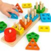 LovesTown Wooden Stacking Sorting Toy, 20PCS