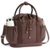 LOVEVOOK Drawstring Insulated Lunch Bag Women,Adult Lunch Box,Brown