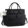 LOVEVOOK Lunch Box for Women, Wide Opening Lunch Bag with Large Cup Holder, Large Capacity Adult Lunch Box for Office, Work & Picnic, 18L, Black