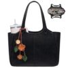 LOVEVOOK Tote Bag for Women, Leather Vintage Work Bag with 40oz Cup Holder,Nurse Teacher Shoulder Bag,Roomy,6 Pockets