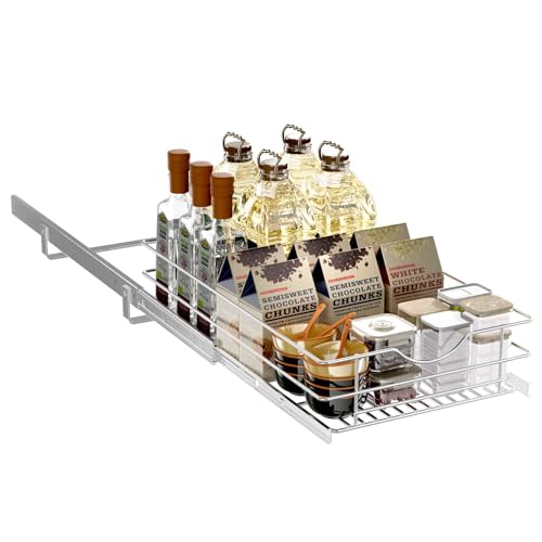 LOVKIT Pull Out Cabinet Organizer, (11½"W x 20" D), Soft Close Pull Out Cabient Drawer, Slide Out Cabient Organizer for pot and pan Kitchen Base Cabinet, Pantry Organization, Bathroom, Wire Basket