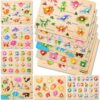 LOYUEGIYO 6PCS Toddler Wooden Peg Puzzle Toys for Age 2-4 3-5 Year Old