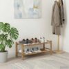 LPERTGFHU 2-Tier Bamboo Shoe Rack, Compact Entryway Shoe Organizer Shelf, Sturdy Wood Storage Stand for Hallway, Closet, Bedroom, 26.77 x 11.02 x 11.81 Inches