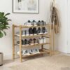 LPERTGFHU 4-Tier Bamboo Shoe Rack Organizer, Free Standing Storage Shelf for Entryway, Hallway, Closet, 26.77 x 11.02 x 24.80 Inches