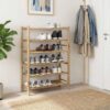 LPERTGFHU 6-Tier Shoe Rack Organizer, Bamboo Shoe Storage Shelf for Entryway, Hallway, Closet, Freestanding Shoe Display Stand, 26.77 x 11.02 x 37.80 inches