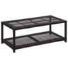 LPERTGFHU Shoe Bench with Storage Shelf, Entryway Shoe Organizer Rack, Poly Rattan and Metal Seat for Hallway, Bedroom, Living Room, Black 31.5 x 15.7 x 11.8 Inch