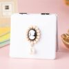 LPSEJAA Square Mini Pocket Two Sides Makeup Leather Girl Folding Magnifying 1 Piece