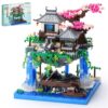 LQPFBSM Cherry Blossom Treehouse Micro Mini Building Block Sets Japanese Bonsai Tree Peach Blossom Pool Architecture Building Model Toy Gift for Adults 2500 Pieces