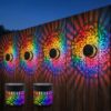 Lscsdf Seven-Color Changing Solar Mandala Projection Wall Light Decorative Solar Mandala Lights Outdoor Waterproof Metal Fence Lights for Yard Garden Post Patio Backyard Decor (2pcs)