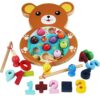 lstyty Montessori 2 in 1 Wooden Magnetic Fishing Game Toy