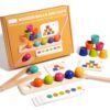 lstyty Montessori Wooden Balls and Cups Matching Game
