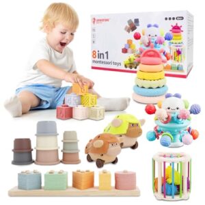 LUCKFUTURE Baby Toys 6 to 18 Months, 8 in 1 Montessori Toy Set, Educational Learning Toy for Toddlers Babies Sensory Toys Newborn Infant Gifts for Boys & Girls