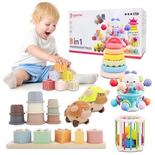 LUCKFUTURE Baby Toys 6 to 18 Months, 8 in 1 Montessori Toy Set, Educational Learning Toy for Toddlers Babies Sensory Toys Newborn Infant Gifts for Boys & Girls