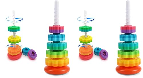 LUCKFUTURE Spinning Stacking Toys, Educational Toddler Toy Stacking Rings Baby Toys, Montessori Toy for Girls and Boys, Spin Gears Christmas Birthday Gift for 1-3 Year Old (Pack of 2)