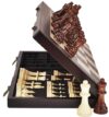 Ludoore 15" Magnetic Wooden Chess Set - Large Folding Portable Travel Chess Board - Hand Carved Pieces - Foam Storage Slots - 2 Extra Queens - Tournament and Beginner Play - Adults and Kids