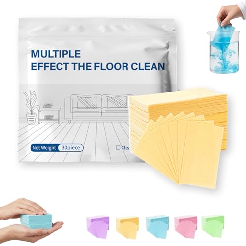 LUFFOR Multi-surface Floor Cleaning Tablets, 100 Piece Floor Cleaning Tablets Multi- Surface Cleaner, Non-Residue Disks for Hardwood Tile Laminate Mopping Daily Floor Care(Yellow,30pcs)
