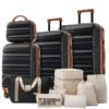 Luggage Set 13 Piece Suitcase Sets with Silent Spinner Wheel - Black