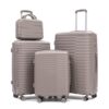 Luggage Sets, 20"/24"/28" Rolling Suitcase with 14" Cosmetic Case,Champagne