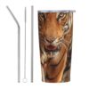 Luicenhw Tiger Walks Towards In The Nature Habitat 20oz Insulated Travel Cup Straw Kit, Reusable Stainless Steel Straws With Clean Brush
