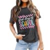 LUKYCILD First Day of School Shirts for Teacher Women Back to School T-Shirt Casual Teachers Student Life Short Sleeve Tee