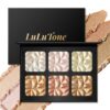 LuLuTone 6Colors Gold Brown Champagne Pink Glitter Nude Eyeshadow Palette, Cream Shimmer Sparkling Metallic Highlighter, High Pigment Long-Lasting Waterproof Diamond Eye Shadow Makeup For Women