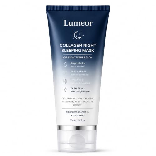Lumeor Collagen Overnight Sleeping Mask — A hydrating gel mask infused with collagen peptides, hyaluronic acid, elastin, and squalane — A nourishing skincare mask suitable for all skin types, 75ml