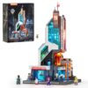 Lumibricks Cyberpunk Neon-Tech-Tower Lighting-Building -Bricks Set - 2227pcs Modular High-Tech Corporate Landmark Model for Adults, Sci-Fi Data Tower Kit for Desk Display, Creative Gift Toys