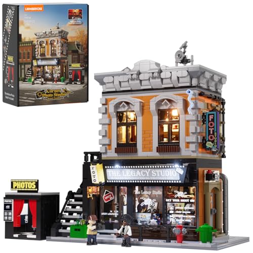 Lumibricks Street-Fusion Corner-Photo-Studio Lighting Building-Bricks-Set - 1425 Pcs City Town Modular Street View Model for Adults - Home and Office Decor, Creative Educational Interactive Toys