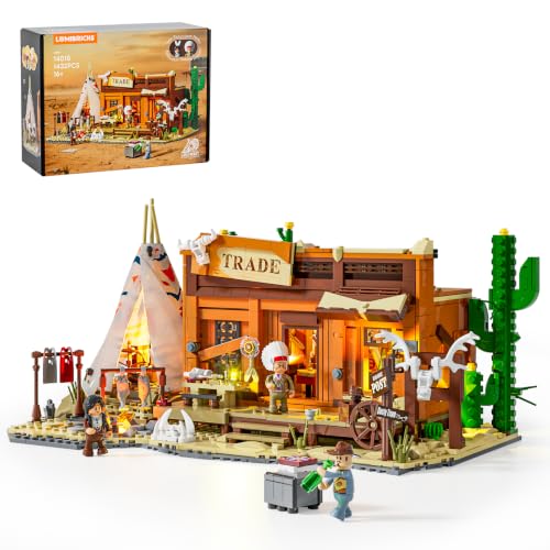 Lumibricks Western Fur-Trading-Post Lighting Building-Bricks-Set - 1432 Pcs The Old West Light Construction Building Model Set for Adults- Home and Office Decor, Creative Educational Interactive Toys