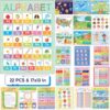 Lumikidz 22 Educational Posters for Toddlers 1-3, Large 17"x13" Toddler Learning Posters with Alphabet Numbers Animals - Preschool Learning Activities, Homeschool Classroom Decor, Kindergarten Teacher Supplies