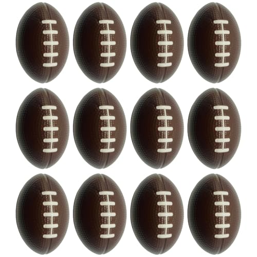 LUMINFLY 12 Pcs Foam Footballs, 3.5 x 2.2 in / 9 x 5.7 cm Mini Stress Balls, Soft Easy Grip Rugby Ball Shape, for Young Athletes Practice Training Football and Adults Hand Feel Play