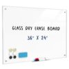 Lumspax 0.3mm Reinforced Metal Backing Glass White Board for Wall, 36" x 24" Large Pure White Tempered Glass Board with Frameless Design, 3' x 2' Big Dry Erase Board for Home, Office, School