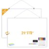 Lumspax Dry Erase Board for Wall, 24" x 18" Double-Sided Hanging Magnetic Whiteboard with 6 Markers, 6 Magnets and 3 Mini Sticky Notes, Large White Board for Kids, School, Home, Office