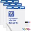 Lumspax Sticky Easel Pads 25 x 30 Inches, Bleedproof Self-Adhesive Flip Chart Paper, 30 Sheets/Pad, 3 Pads/Pack, Strong Adhesive Large White Anchor Chart Easel Paper Sheets for Classroom Office Whiteboard Wall Window