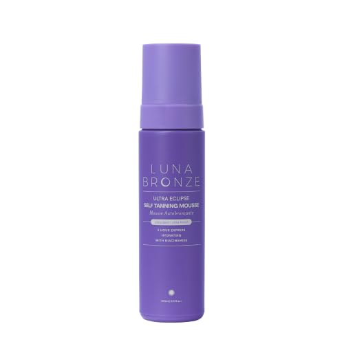 Luna Bronze Ultra Eclipse Self Tanning Mousse, 200ml/6.7 fl oz | Our Deepest Express Self Tanner with Niacinamide and Aloe | Rich Olive Bronze in 2 Hours | Fast Drying, Streak Free, Made in Australia